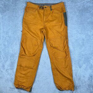 prAna Pants Mens Continuum Mustard Yellow Vintage Outdoor Hiking Double Knee 36